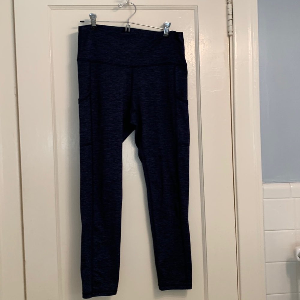 aerie chill play move leggings size L hi waisted with pockets cobalt blue